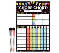 Kids Planning Board - 20x30cm Magnetic Job Schedule | Magnetic Fridge Chore, Frame Dry Erase Board Set with 2 Fine Point Markers, Reusable Reward Chores Card for Kids