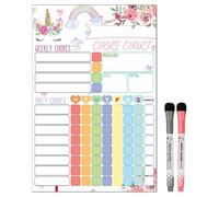 Kids Planning Board - 20x30cm Magnetic Job Schedule | Magnetic Fridge Chore, Frame Dry Erase Board Set with 2 Fine Point Markers, Reusable Reward Chores Card for Kids