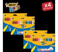 Kids Plastidecor Crayons Assorted Colours - Wallet of 24 - 4 Packs Bic Multi One Size
