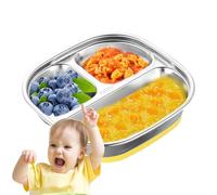 Kids Plate - 304 Stainless Steel Shared Dinner Plates Set | Babe Plates Set, Unbreakable Reusable Deep Diet Picnic Dishes for Adult Food Dessert, Microwave Safe