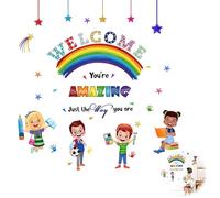 Kids Play Corner Rainbow Inspirational Quotes Wall Stickers,for Reading Room Classroom Kids Room, for Girls Kids Bedroom Nursery Playroom Art Library