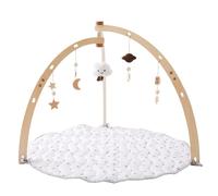 Kids Play Gym Set - Wooden Activity Frame Center, Interactive Hangable Bar, Funny Sensory Toy Gym Mat , Ajustable Fitness Frame, Accessories, Developmental Play Center For Children Kids