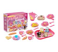 Kids Play Kitchen - Mini Tea Party Set, 33 Piece Cooking Game, Playset with Realistic Accessories, Educational Pretend Play Toy, Encouraging Creativity Interactive Fun for Home Indoor Activities