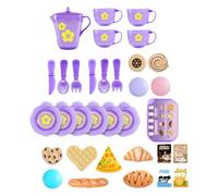 Kids Play Kitchen - Mini Tea Party Set, 33 Piece Cooking Game, Playset with Realistic Accessories, Educational Pretend Play Toy, Encouraging Creativity Interactive Fun for Home Indoor Activities