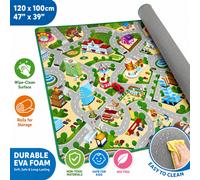 Kids Play Mat Bright City EVA Wipe Clean Nursery Playroom Rug 120 x 100cm Rollup