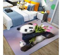 Kids Play Rug 100 X 150 Cm Washable Kids Area Rugs For Boys Bedroom Non-Slip 3D Animal Panda Carpet Durable Living Room Mat Rug For Playroom Children Bedroom Boys Decor-3304602457611