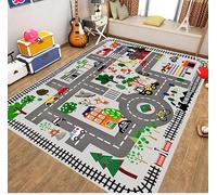 Kids Play Rug Town City Road Car Mat Children's Carpet Learning Educational Area Rug For Boys Girls Bedroom Playroom Games Mat(E,140 * 200cm)