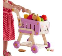 Kids Play Shopping Cart - Colorful Grocery Trolley Toy, Pretend Food Playset, Realistic Metal Carts Interactive Role Play Game | Mini Toy Shopping Cart For Toddler Boys Girls Home Playtime Fun