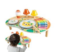 Kids Play Table,Wooden Educational Baby's Drum And Xylophone Table | Sensory Hand-eye Coordination Development Toys for 2+ Toddler Boys Girls Children Baby