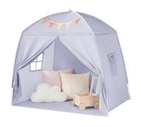 Kids Play Tent Bed Tent: Children's Double Single Bed Tent Large -Canopy Toddler with Flags for Boys & Girls - Baby Pop Up Tent Floor Playhouse Indoor Sleeping for Bedroom Decor Gift Toys (Grey)