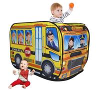 Kids Play Tent Pops-Up Vehicle-Shape Kids Play Tent with Door Flip & Top Opening Car Toddler Playhouse with Wire Frame for Girls Boys (School Car)