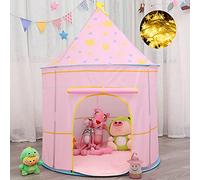Kids Play Tent Teepee Tent Pop-up Princess prince Castle Play Tent with Star Lights EN71 ASTM Certified Indoor Outdoor Portable Playhouse Boys & Girls Birthday Gift (Moon Pink)
