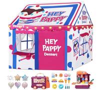 Kids Play Tent, Toddler Tent for Kid Indoor & Outdoor, 48.5"x39.4"x48.5" Playhouse Tent Dessert Theme with Complete Toys Set, 3 Window, Lights and 5 Balloons