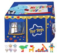 Kids Play Tent, Toddler Tent for Kid Indoor & Outdoor, Playhouse Tents with Complete Toys Set, 123x100x123cm Kids Tent with 3 Window, Lights and 5 Balloons