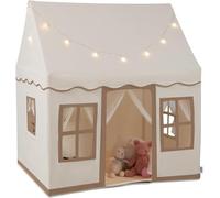 Kids Play Tent with Washable Mat Star Light Windows, Anti-Trip Large Playhouse Toys for Children Boys Girls, Indoor Outdoor Princess Tents Castle for Toddlers (Beige+Coffee)