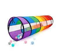 Kids Play Tunnel for Toddlers, Large 21" Colorful Rainbow Pop Up Crawl Through Tunnel Tent for Baby or Pet with Breathable Mesh, Indoor & Outdoor Kids Tunnel for Babies, Cat, Dog, Pets.