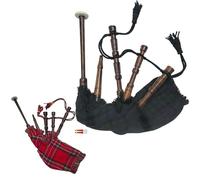 Kids Playable Bagpipe Mini Starter Instrument | Scottish Bagpipe for Children & Beginners | Includes 2 Reeds | Easy to Play Fun Musical Toy for Learning (Black Watch)