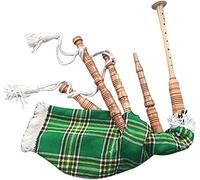 Kids Playable Bagpipes - Junior Size Rosewood Cocus with Mackenzie or Irish Green Tartan Cover - Beginner Practice Bagpipe for Children, Scottish & Irish Style (Irish Green)