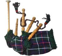 Kids Playable Bagpipes - Junior Size Rosewood Cocus with Mackenzie or Irish Green Tartan Cover - Beginner Practice Bagpipe for Children, Scottish & Irish Style (MacKenzie)