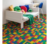 Kids Playroom Bedroom Vinyl Flooring Play Building Blocks Design - Soft, Waterproof, Easy-Clean Playroom Vinyl Floor (Blocks, 3m x 2m)