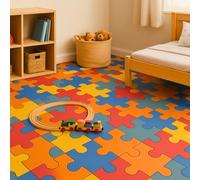 Kids Playroom Jigsaw Pattern Vinyl Flooring - Soft, Waterproof, Easy-Clean Children's Bedroom Vinyl Floor Roll (Jigsaw Pattern, 2m x 3m)