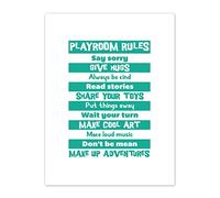 Kids Playroom Rules Fun Canvas Wall Art Print