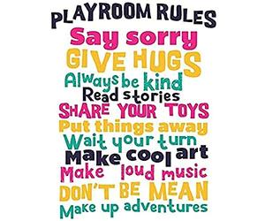 Kids Playroom Rules Fun Colourful Canvas Wall Art Print