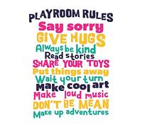 Kids Playroom Rules Fun Colourful Large Canvas Wall Art Print