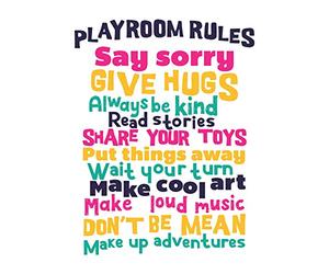 Kids Playroom Rules Fun Colourful Large Canvas Wall Art Print