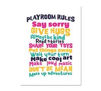Kids Playroom Rules Fun Colourful Large Framed Art Print Poster Wall Decor 18x24 inch