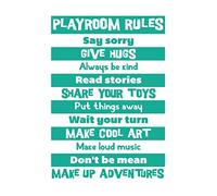 Kids Playroom Rules Fun Large Canvas Wall Art Print