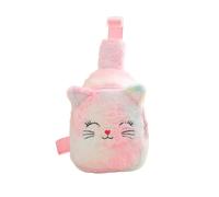 Kids Plush Cat Crossbody Chest Sling Purse Small Shoulder Bag | soft fuzzy plush fabric,adjustable shoulder strap,cute cat face,zipper closure,lightweight for little girls daily outing