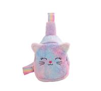 Kids Plush Cat Crossbody Chest Sling Purse Small Shoulder Bag | soft fuzzy plush fabric,adjustable shoulder strap,cute cat face,zipper closure,lightweight for little girls daily outing