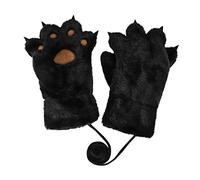 Kids Plush Cute Bear Cat Dog Paw Mittens Thick Warm Cartoon Animal Claw Gloves with Anti-Lost String for Boys Girls Age 4-10
