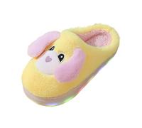 Kids Plush Dog Slippers Light Up Soft Indoor Fluffy Slippers Girls Boys Winter Warm Slip-on Fashion Cute Puppy Animal Shoes for Toddler Kids Indoor Plush Shoes (Yellow, 11.5 Little Child)