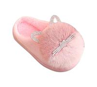 Kids Plush Home Slippers Boys Girls Winter Fall Cat Shoes Indoor Warm and Cute Flock Slippers Little Girls Soft Comfortable Anti Slip Slippers (Pink, 12.5 Little Child)