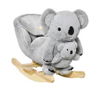 Kids Plush Ride-On Rocking Horse Koala-shaped Toy Gloved Doll Safety Belt Grey