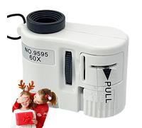 Kids Pocket Microscope - Portable 60X Handheld Magnifier With Adjustable Focus, Battery Powered LED Illumination, Durable Mini Science For Outdoor Exploration | Beginner STEM Toy Children, Students