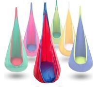 Kids Pod Swing Seat Chair, Hammock Chairs witha Inflatable Pillow and All Accessories for Indoor and Outdoor (Red)