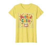 Kids Polka Dot Dotted Cutie Hearts Fun T-Shirt, Women, Lemon, M