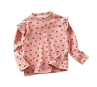 Kids Polka Dot Shirt Toddler Girls Long Sleeve Ruffle Top Girls Shirts Ribbed Blouse Fall Baby Girl Clothes Big Girls Fashion Outfits (PK1, 3-4 Years)
