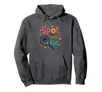 Kids Polka Dot "Spot the Cute Kid" Fun Wear Pullover Hoodie, Adult Unisex, Dark Heather Grey, M