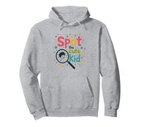 Kids Polka Dot "Spot the Cute Kid" Fun Wear Pullover Hoodie, Adult Unisex, Heather Grey, XXL