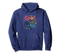 Kids Polka Dot "Spot the Cute Kid" Fun Wear Pullover Hoodie, Adult Unisex, Navy, L