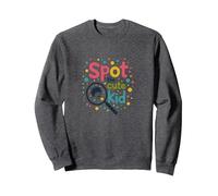 Kids Polka Dot "Spot the Cute Kid" Fun Wear Sweatshirt, Adult Unisex, Dark Heather Grey, L