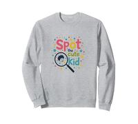 Kids Polka Dot "Spot the Cute Kid" Fun Wear Sweatshirt, Adult Unisex, Heather Grey, L