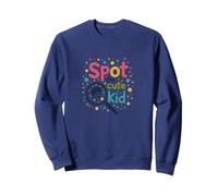 Kids Polka Dot "Spot the Cute Kid" Fun Wear Sweatshirt, Adult Unisex, Navy, M