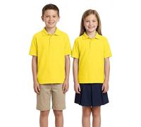 Kids Polo Shirt Boys Girls School Uniform Plain Short Sleeve Cotton Polycotton Childrens T-Shirt PE Sports Top Back to School Yellow 9-10 Year
