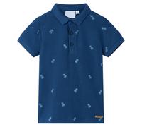 vidaXL Kids' Dark Blue Polo Shirt with Palm Tree Design - Cotton Tank Top & Tees, Short-Sleeve School Shirt, Size 140