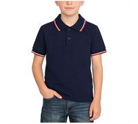 Kids Polos Shirts Boys Short Sleeve Button Up Colorblock Tshirts Summer Plain Tee Tops School Uniform Outdoor Gym Sportwear for Unisex Childs Age 5-14 Years